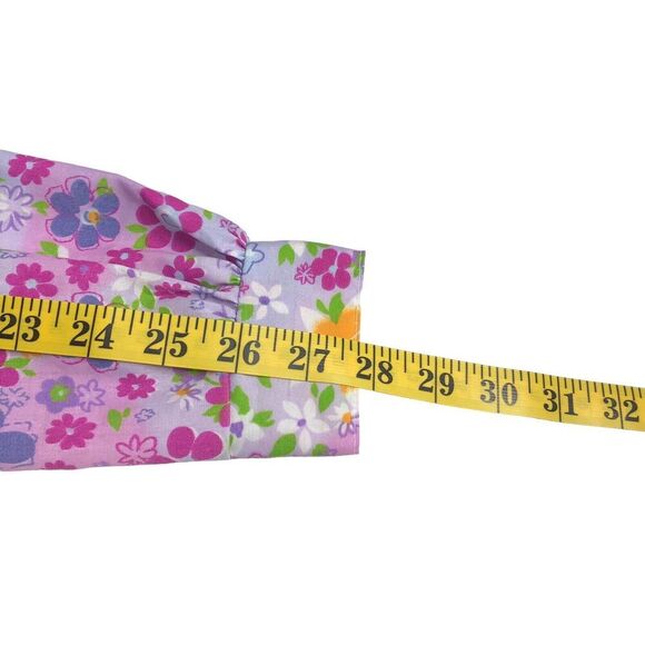 Vintage All Hours Top Womens XS Floral Oversized Roll Tab Sleeve Button 80s USA - Picture 16 of 16